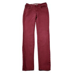 Bullhead Denim Co Pants Womens 7 Red skinny High Rise Button Pocket Denim Jeans